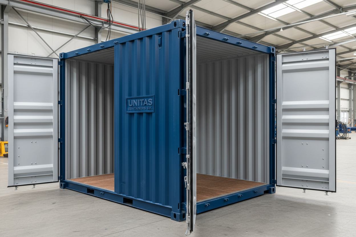 Containers met open zijdeuren