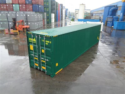 Nieuwe groene 40ft High Cube container met deuren aan beide uiteinden