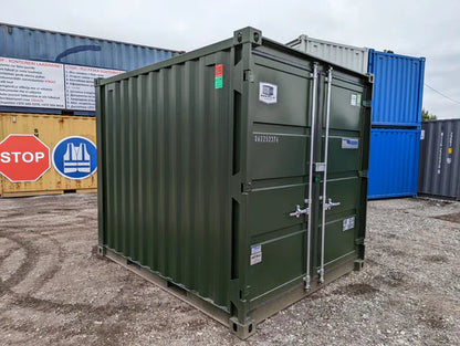 Gebruikte donkergroene container van 3 meter