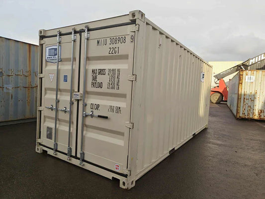 Gebruikte beige container van 20 voet