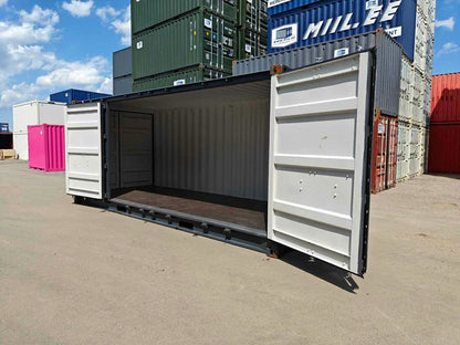 Gebruikte 20-voets container met zijopening, grijs