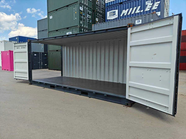 Gebruikte 20-voets container met zijopening, grijs