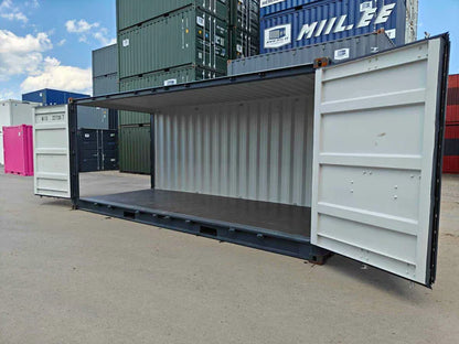 Gebruikte 20-voets container met zijopening, grijs