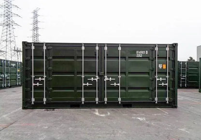 20ft zeecontainer met open zijkanten – Donkergroen