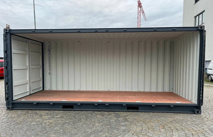 20ft zeecontainer met open zijkanten – Donkergroen