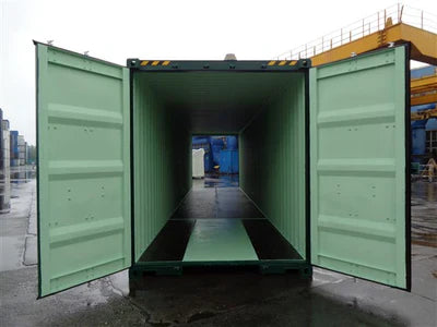 Nieuwe groene 40ft High Cube container met deuren aan beide uiteinden