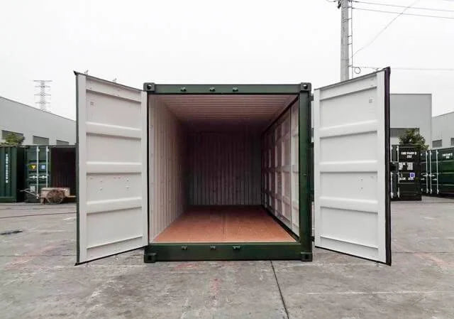 20ft zeecontainer met open zijkanten – Donkergroen