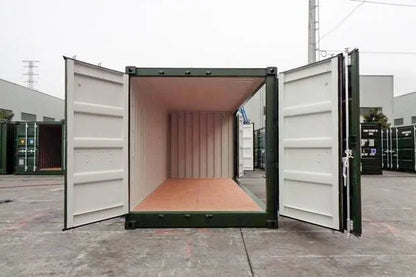 20ft zeecontainer met open zijkanten – Donkergroen