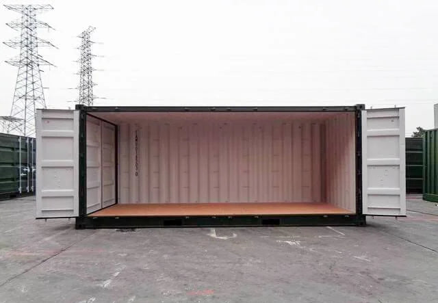 20ft zeecontainer met open zijkanten – Donkergroen