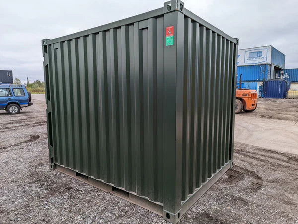 Gebruikte donkergroene container van 3 meter