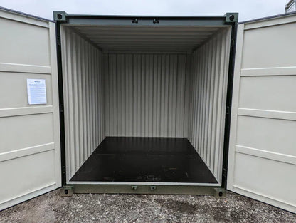 Gebruikte donkergroene container van 3 meter