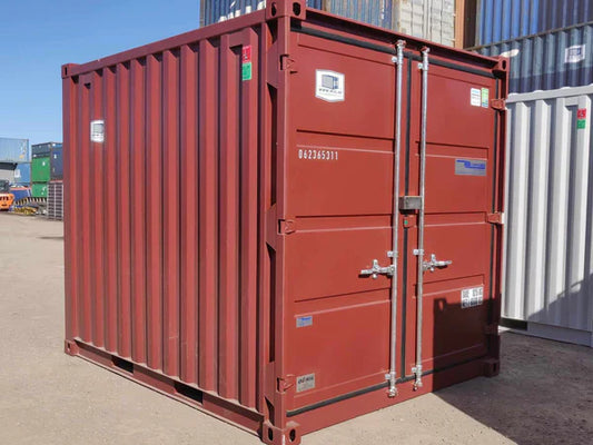 Gebruikte rode container van 3 meter