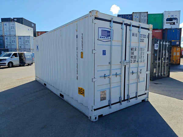 Gebruikte 20-voets container met zijopening, wit