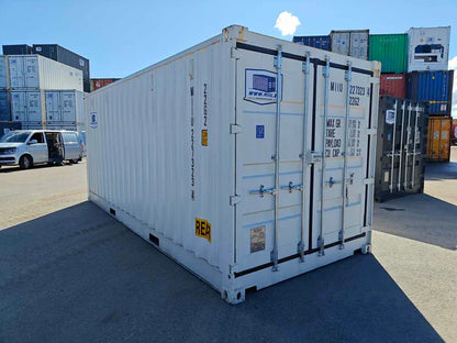 Gebruikte 20-voets container met zijopening, wit