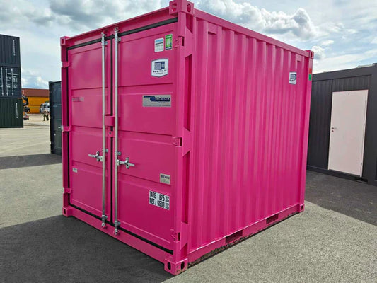 Gebruikte roze container van 3 meter
