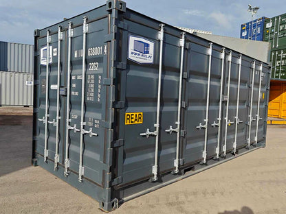 Gebruikte 20-voets container met zijopening, grijs