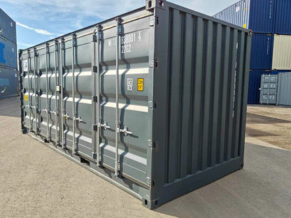 Gebruikte 20-voets container met zijopening, grijs